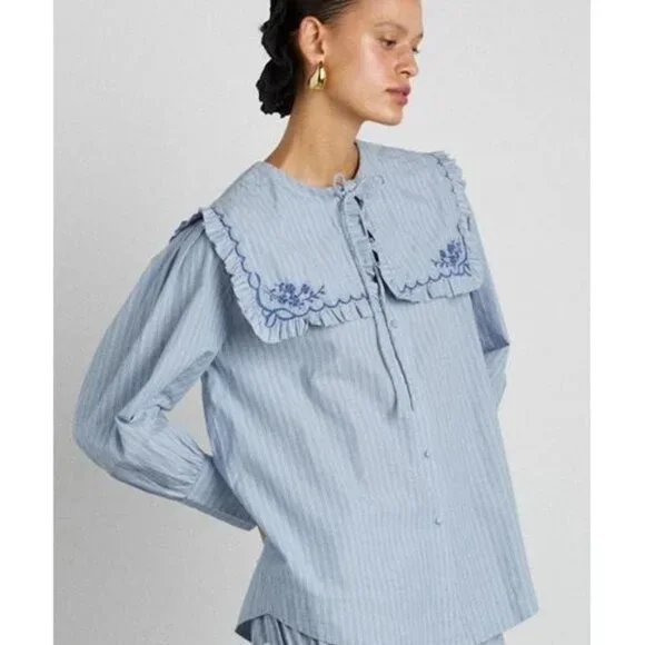 Damson Madder Nordine Square Collar Blouse - UK 8 - Picture 2 of 5